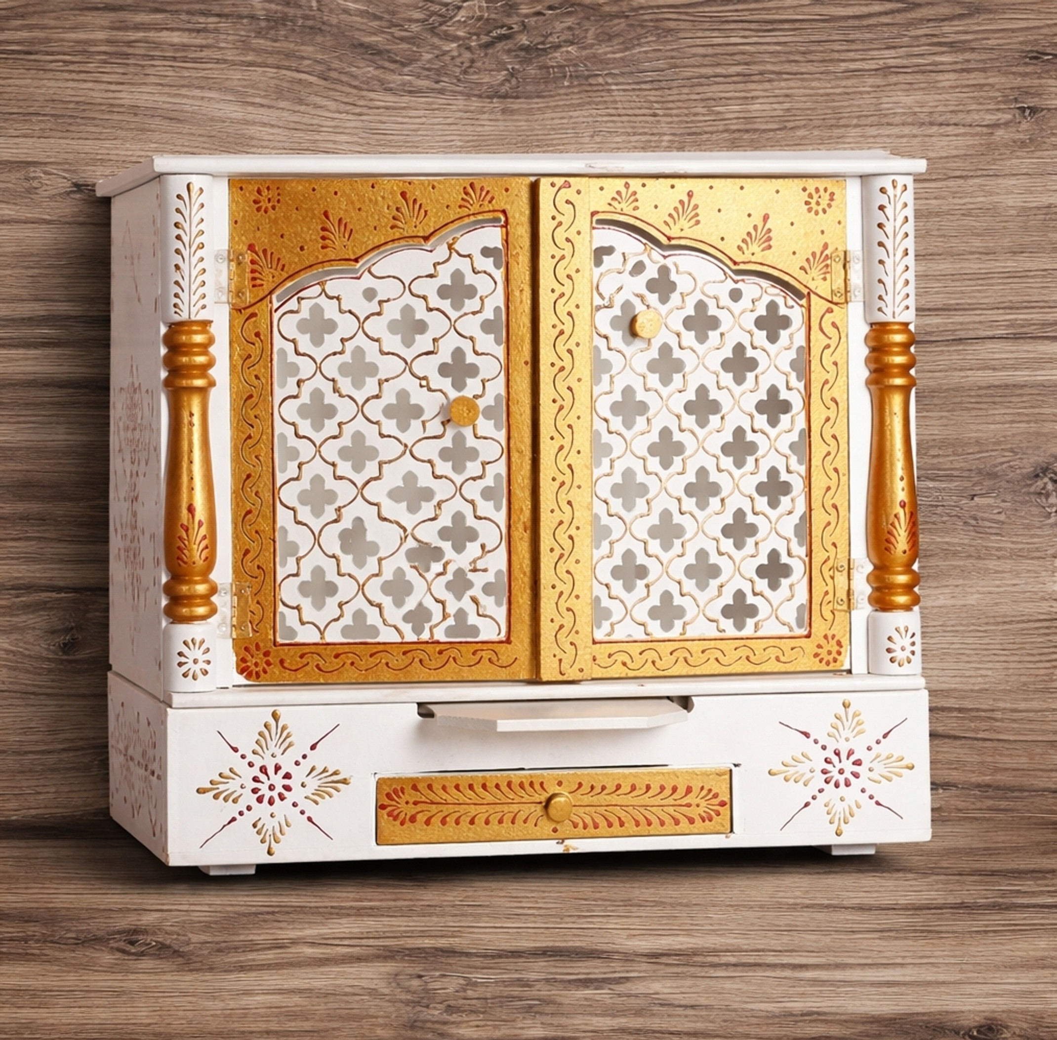 JAMWAIART Temple for Home Pooja, Arti Solid Wood Home Temple (Height: 56, Pre-assembled)