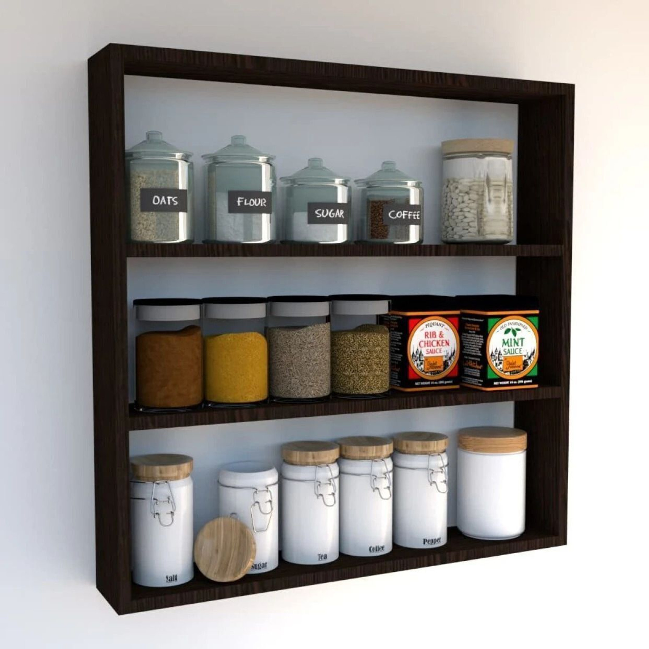 Wudan Haat Containers Kitchen Rack Wood Foldable Kitchen Rack for Containers/Jars/Bottles/Spice Container/Cups