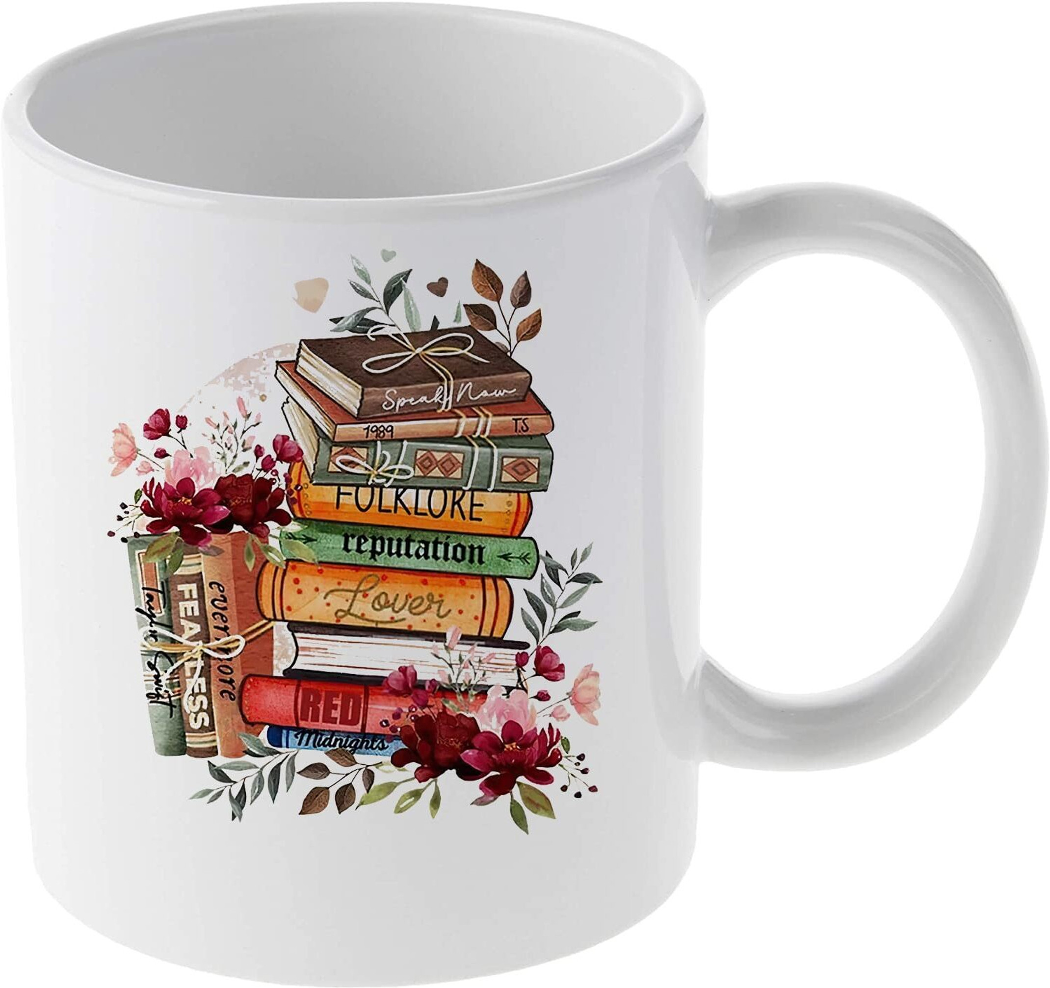craft maniacs TAYLOR SWIFT BEST BOOK STACK PRINTED WHITE MUG FOR TAYLOR SWIFT LOVERS Porcelain Coffee Mug (330 ml)
