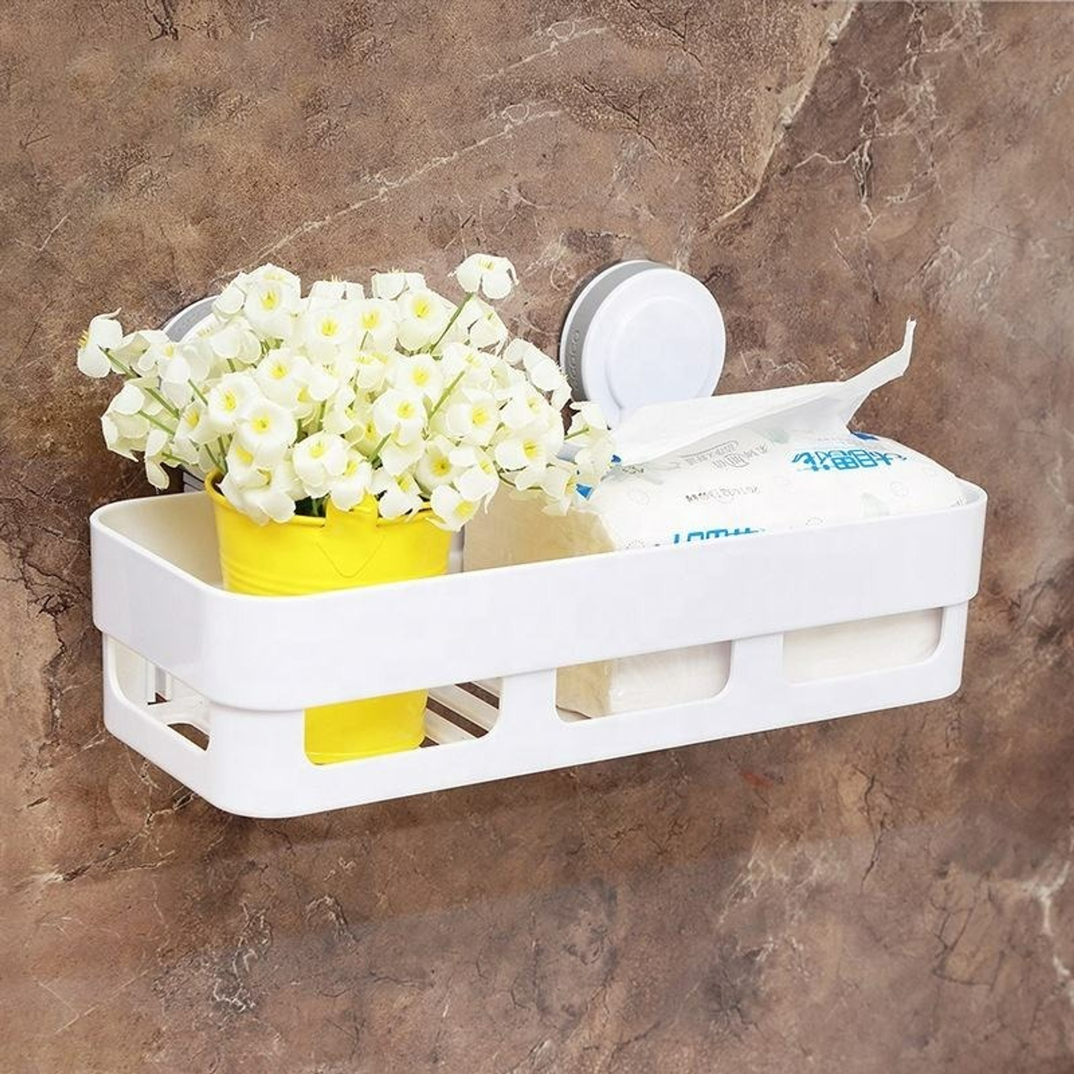 Hirsha Multipurpose Hanging Traceless Wall Holder Home Kitchen Bathroom Accessories Plastic Wall Shelf (Number of Shelves - 1, White)