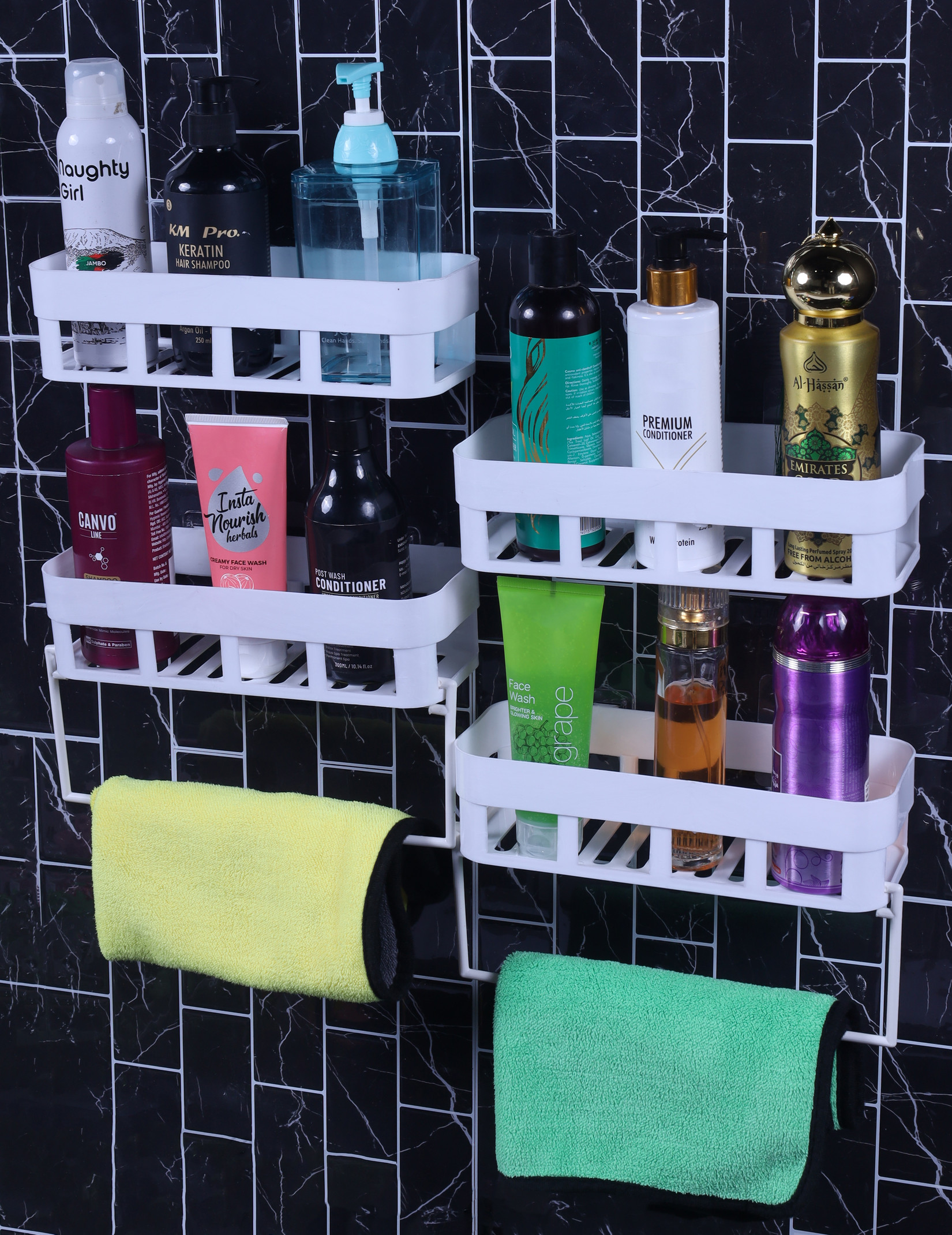 ZUCUR Home Decor Kitchen Bathroom Accessories Set Bathroom Shelves 4 + Towel Hanger 2 Plastic Wall Shelf Price in India - Buy ZUCUR Home Decor Kitchen Bathroom Accessories Set Bathroom Shelves 4 + Towel Hanger 2 Plastic Wall Shelf online at Flipkart.com