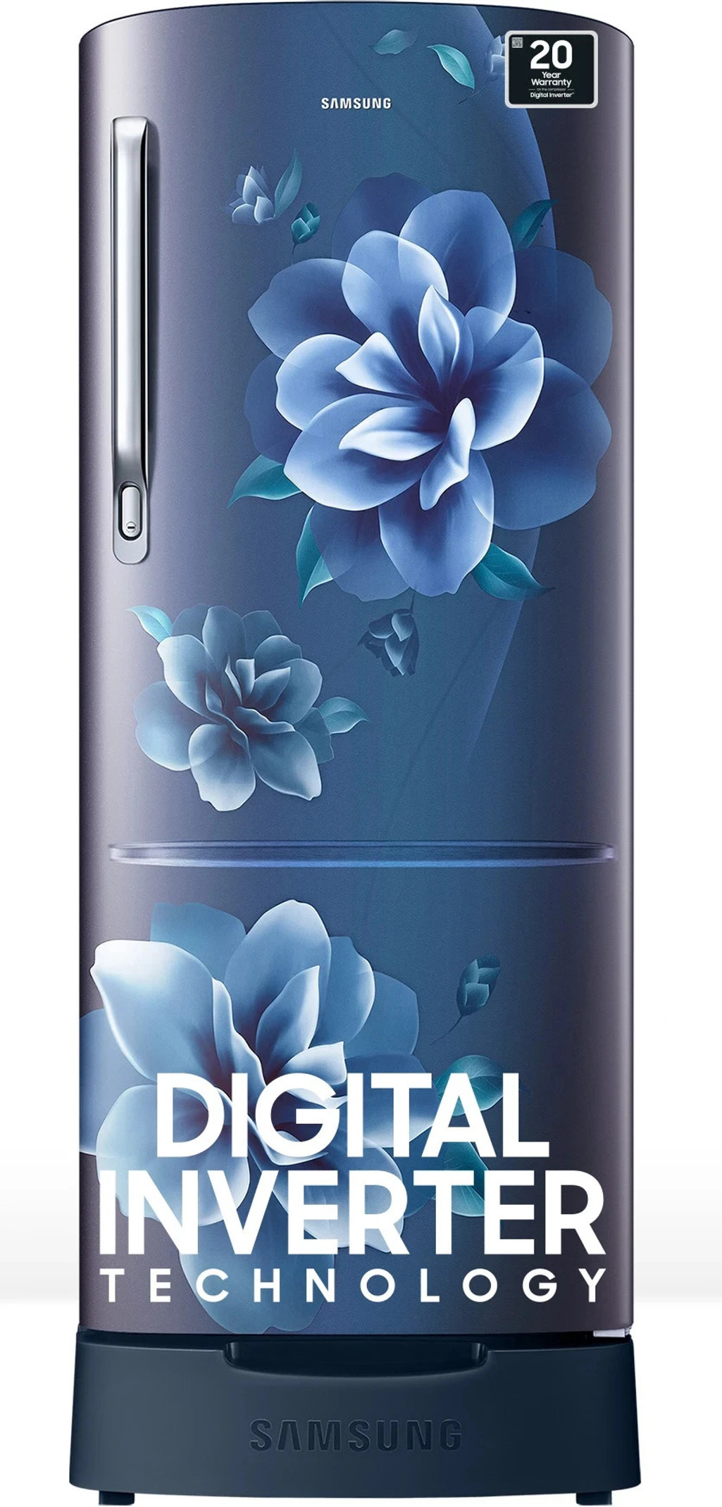 Samsung 183 L Direct Cool Single Door 4 Star Refrigerator with Base Drawer with Digital Inverter (Camellia Blue, RR20C1824CU/HL)