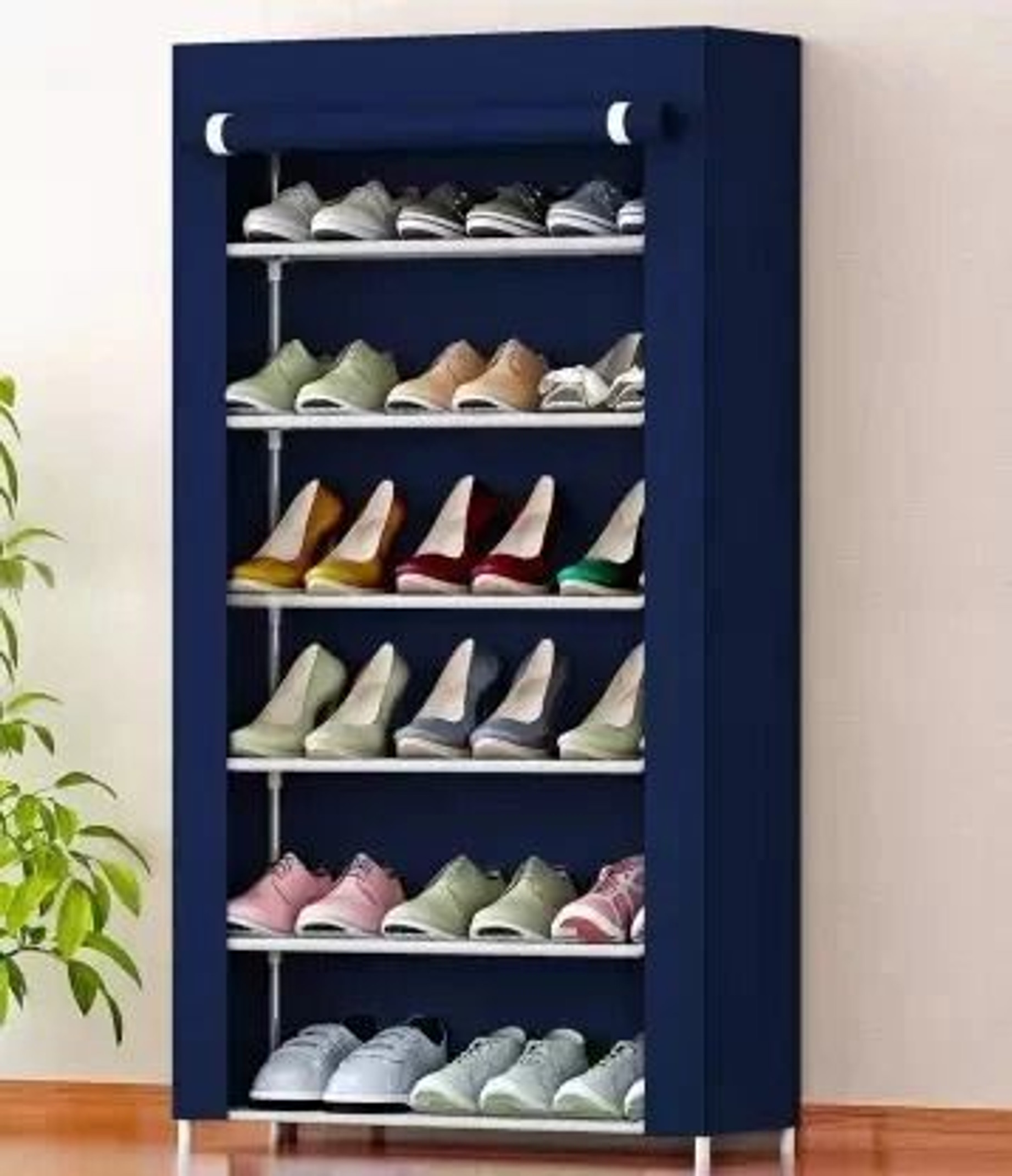 ZENVEXYO na Plastic Collapsible Shoe Stand (BLUE, 6 Shelves, DIY(Do-It-Yourself))