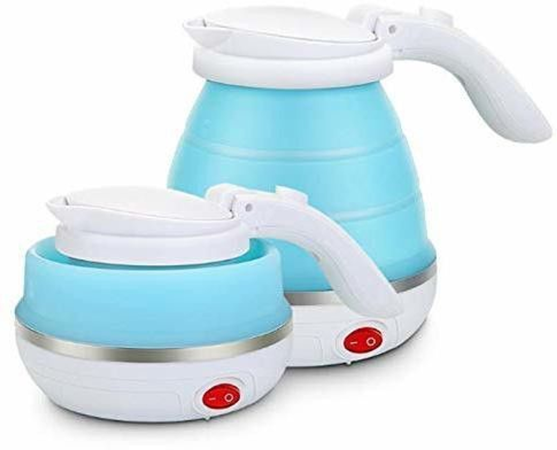 SURABHI Travel Fold-able Food Grade Electric Kettle Portable Silicone Collapsible Kettle 110-220V 650ML for Most Travel and Home & Office Use Electric Kettle (0.6 L, Blue)