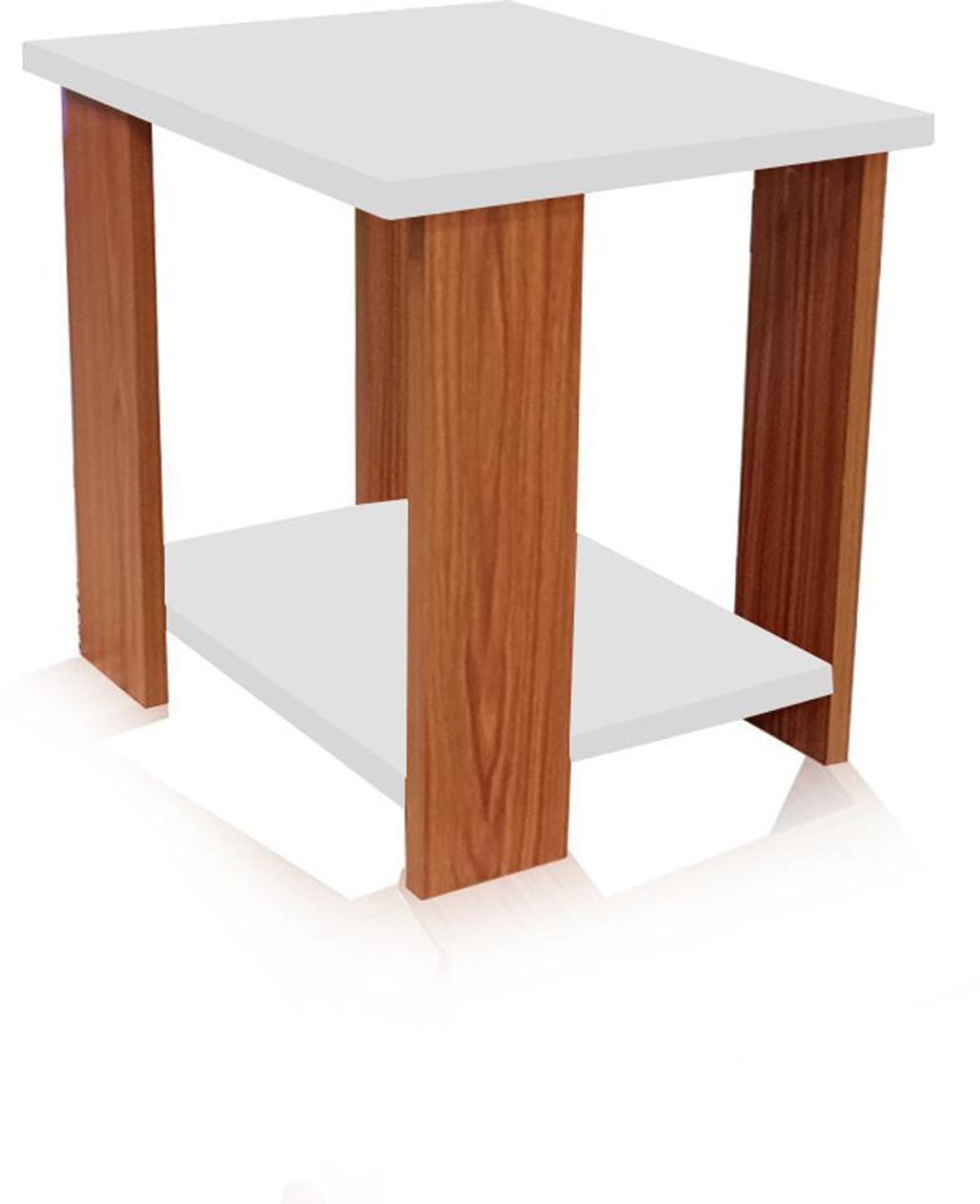 MONTAGE Engineered Wood Bed Side Table Rectangular Stool Table End Table Corner Table Engineered Wood Side Table (Finish Color - Natural Teak & White, DIY(Do-It-Yourself))