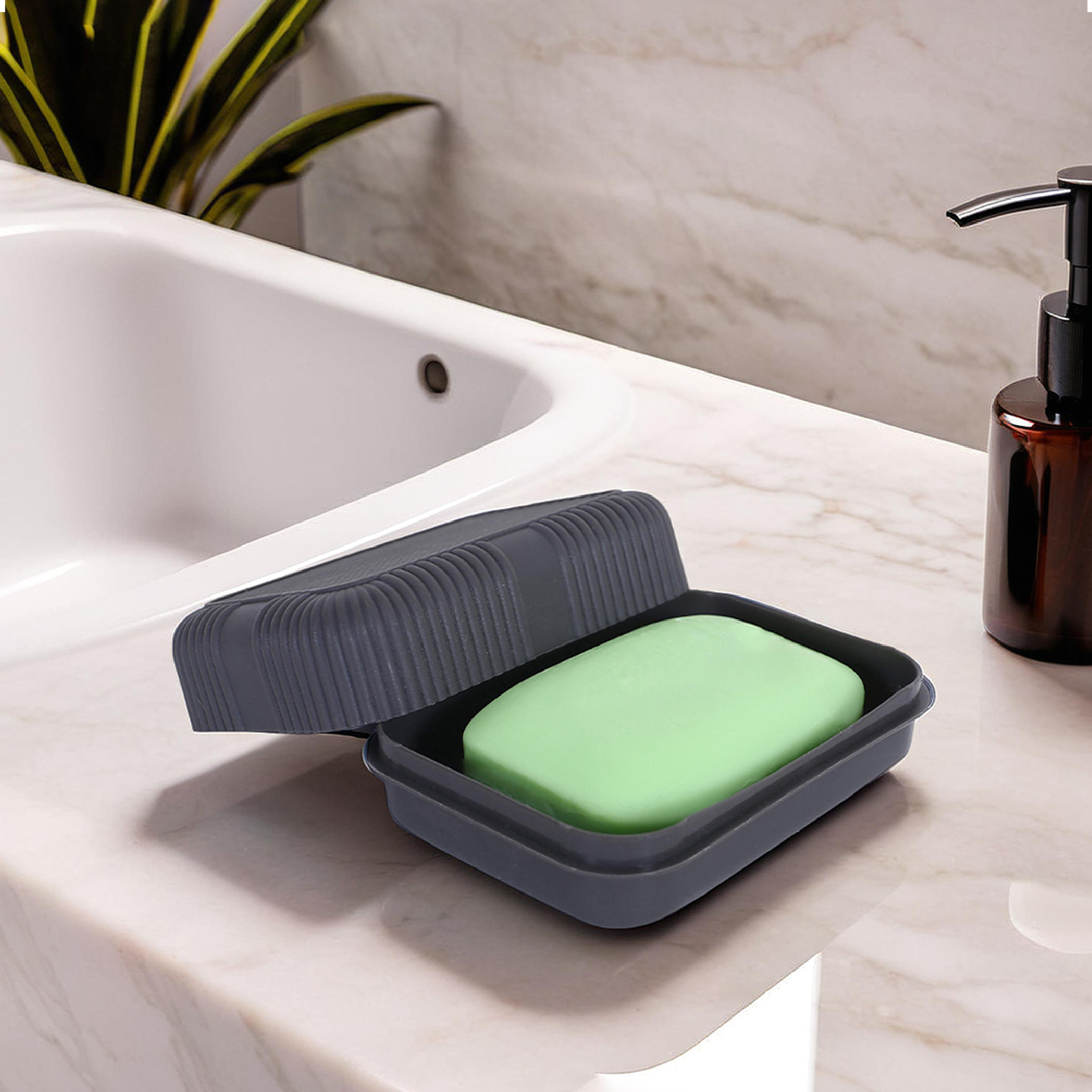 KUBER INDUSTRIES Saop Holder For Bathroom| Portable Plastic Self Draining Soap Holder (Grey) (Grey)