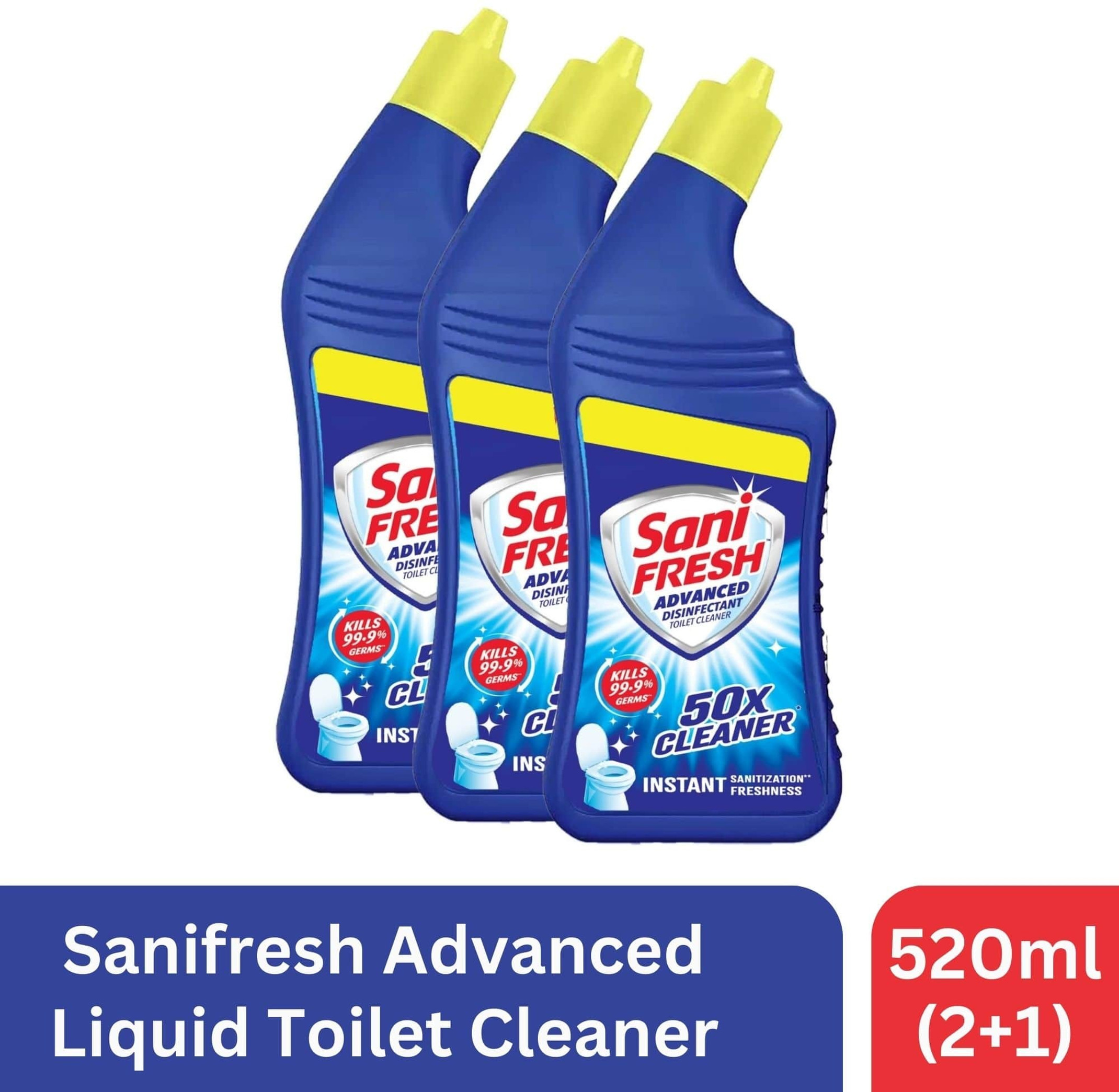 Sani Fresh Advanced 520ml - Pack of 3 | For Toughest Stains Regular Liquid Toilet Cleaner (2 x 520 ml)