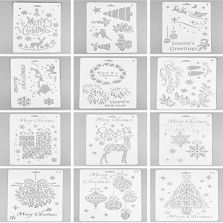 12 Pieces Plastic Drawing Painting Stencils Christmas Painting Templates  for Kids Crafts Washable Template for School Projects - . shop for JiaUfmi  products in India.