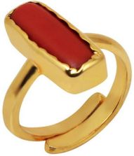 Jaipur Gemstone Natural coral Ring Stone Coral Gold Plated Ring