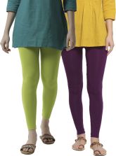 Buy De Moza Women Multicolor Solid Cotton Leggings - S Online at