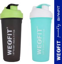 WERFIT Gym Shaker Bottle - Protein Shake Shaker with 2 Storage Compartments  for Workout - Strong Material, Pack of 1, Yellow 