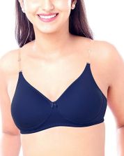 HANG BANG Women's Padded Non Wired Transparent Detachable Bra