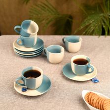 Unravel India Pack of 6 Ceramic Ceramic Duo-color cup-saucer set
