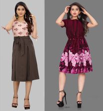 Hiral Creation Women Fit and Flare Brown Dress Buy Hiral