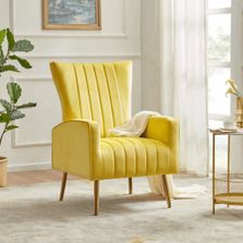 NICE MAPLE Bells Wing Back Suede Fabric Living Room Chair Price in