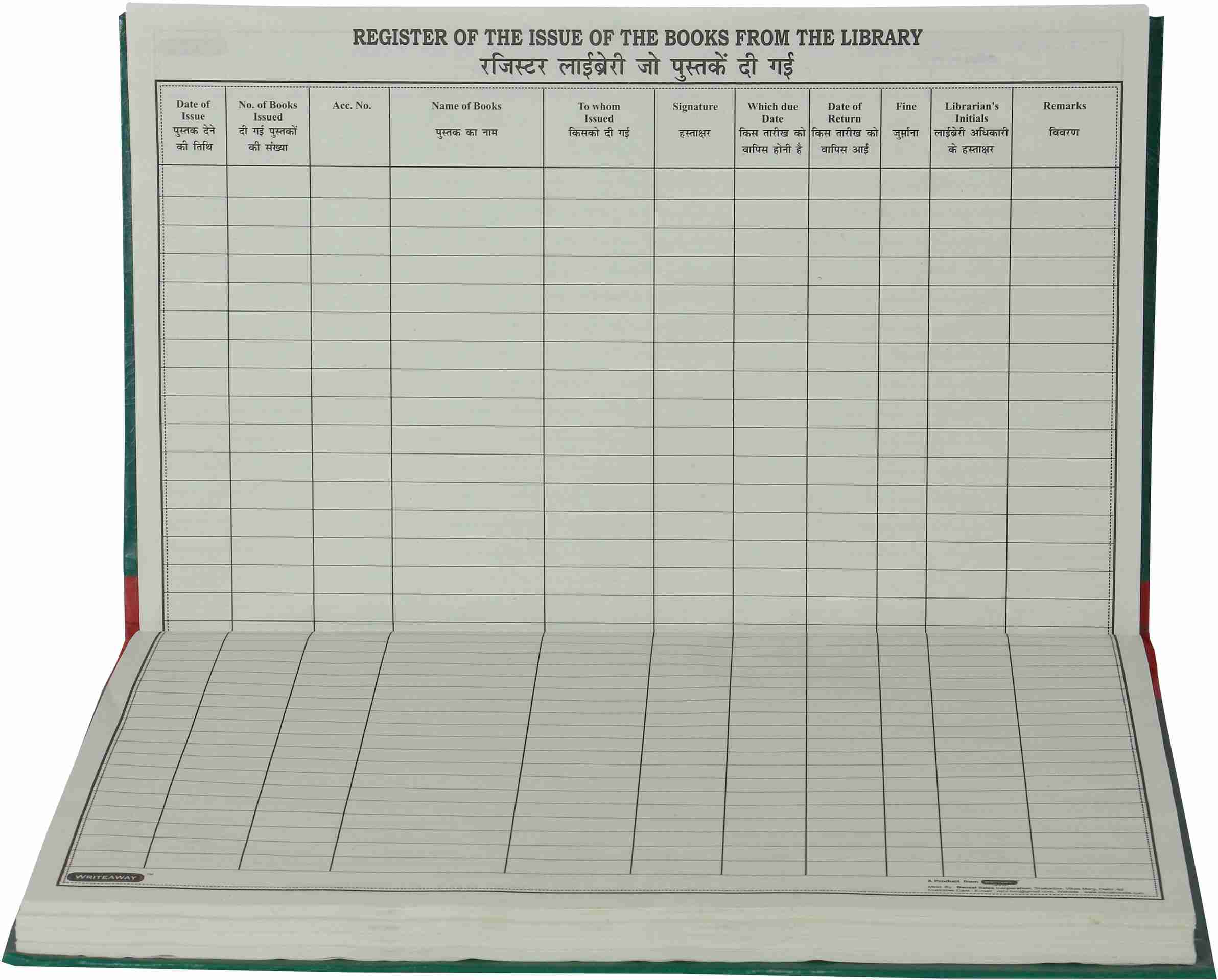 WRITEAWAY Register Of The Issue Of The Books From The Library ( School ...
