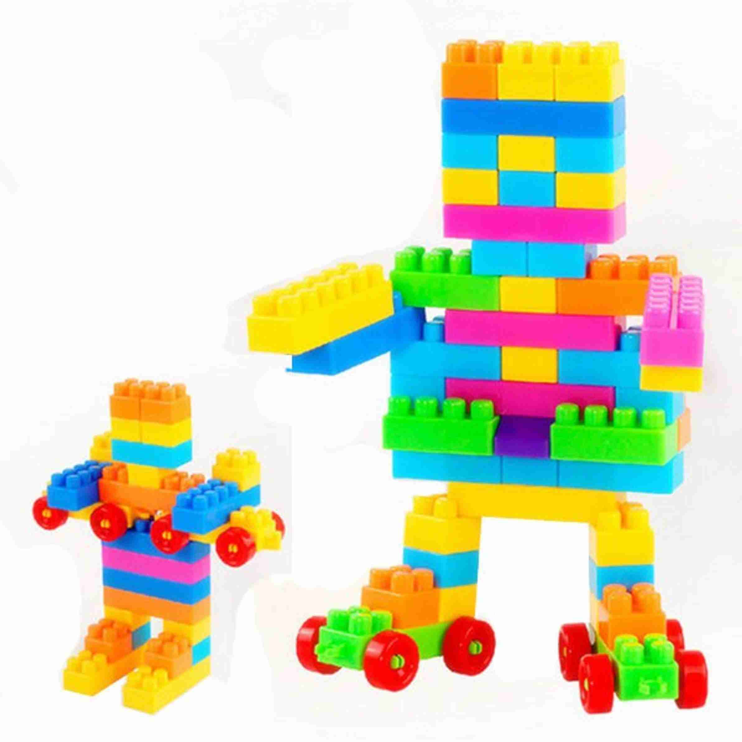 kluzie Colorful Blocks Brain Building Learning Educational Toy Set For ...