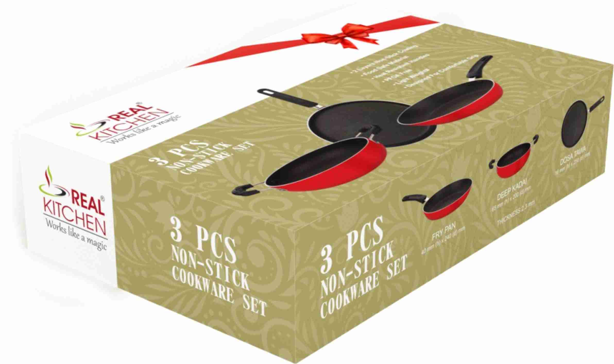 REAL KITCHEN 3PCS Gift Set Non-Stick Coated Cookware Set Price in India ...