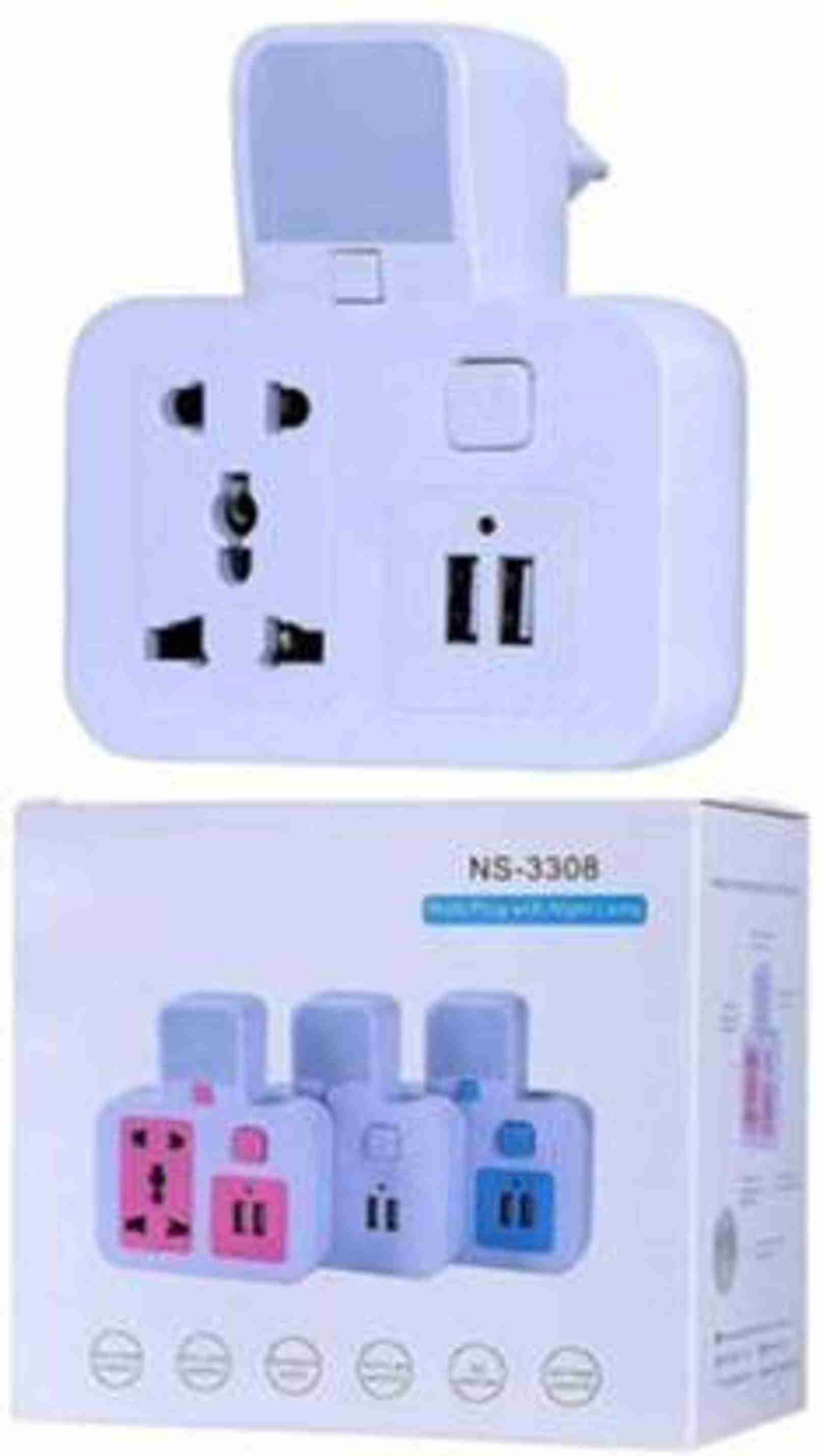 Maruti Enterprise 194-MULTIPLUG WITH NIGHT LAMP Dual USB Charger with ...