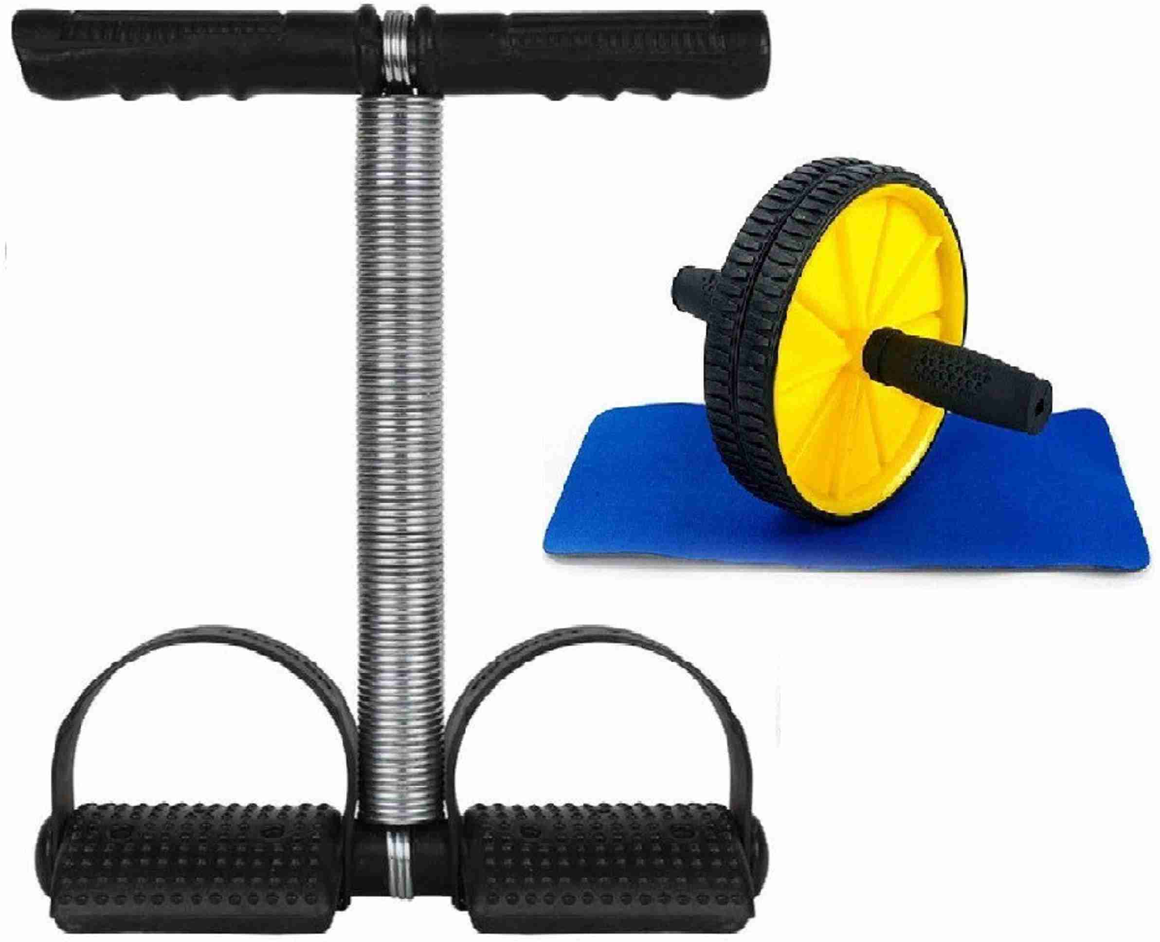 SIDHMART Tummy Trimmer Single Spring & Ab Wheel Roller Combo Abs ...