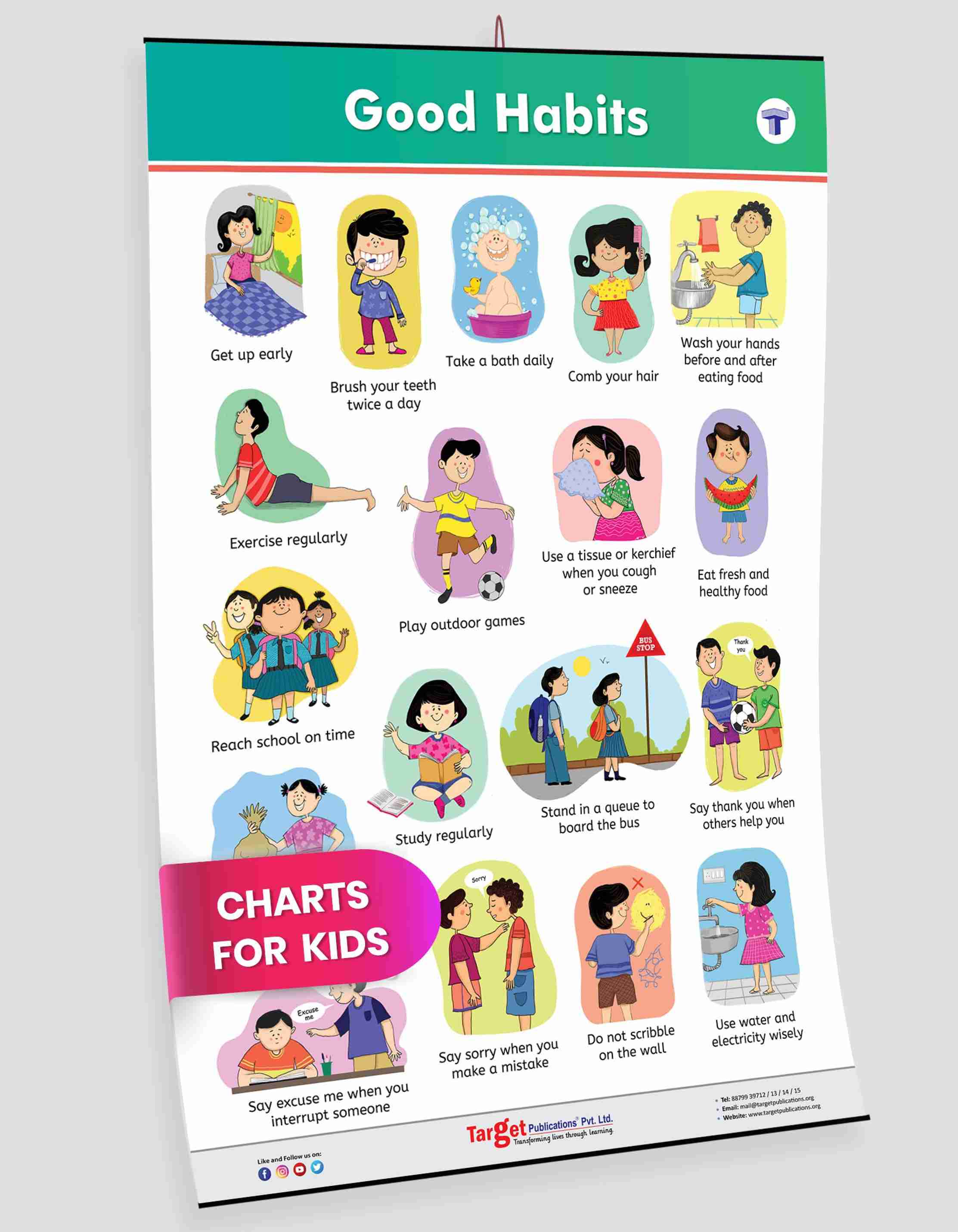 Kids Learning Wall Chart |Good Habits Chart For Kids |Chart For ...