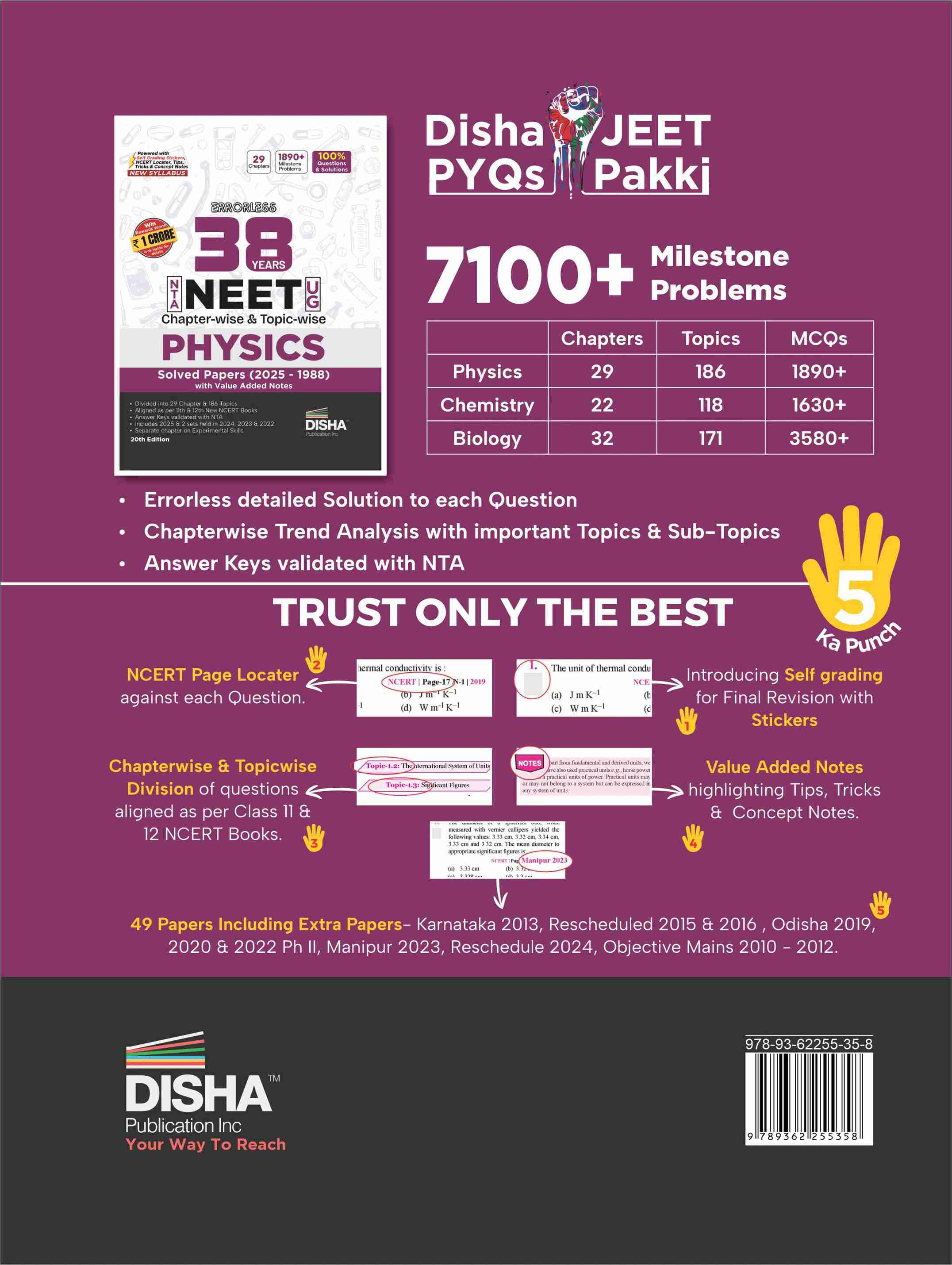 Disha Errorless 38 Years NTA NEET (UG) Chapter-wise & Topic-wise ...