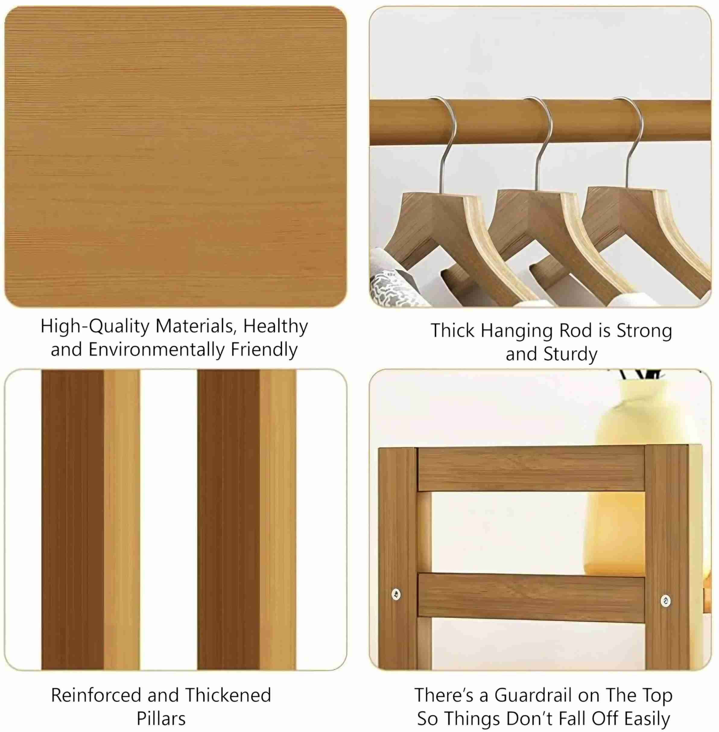 ADA Handicraft Bamboo Garment Clothes Hanging Heavy Duty Rack, Portable ...