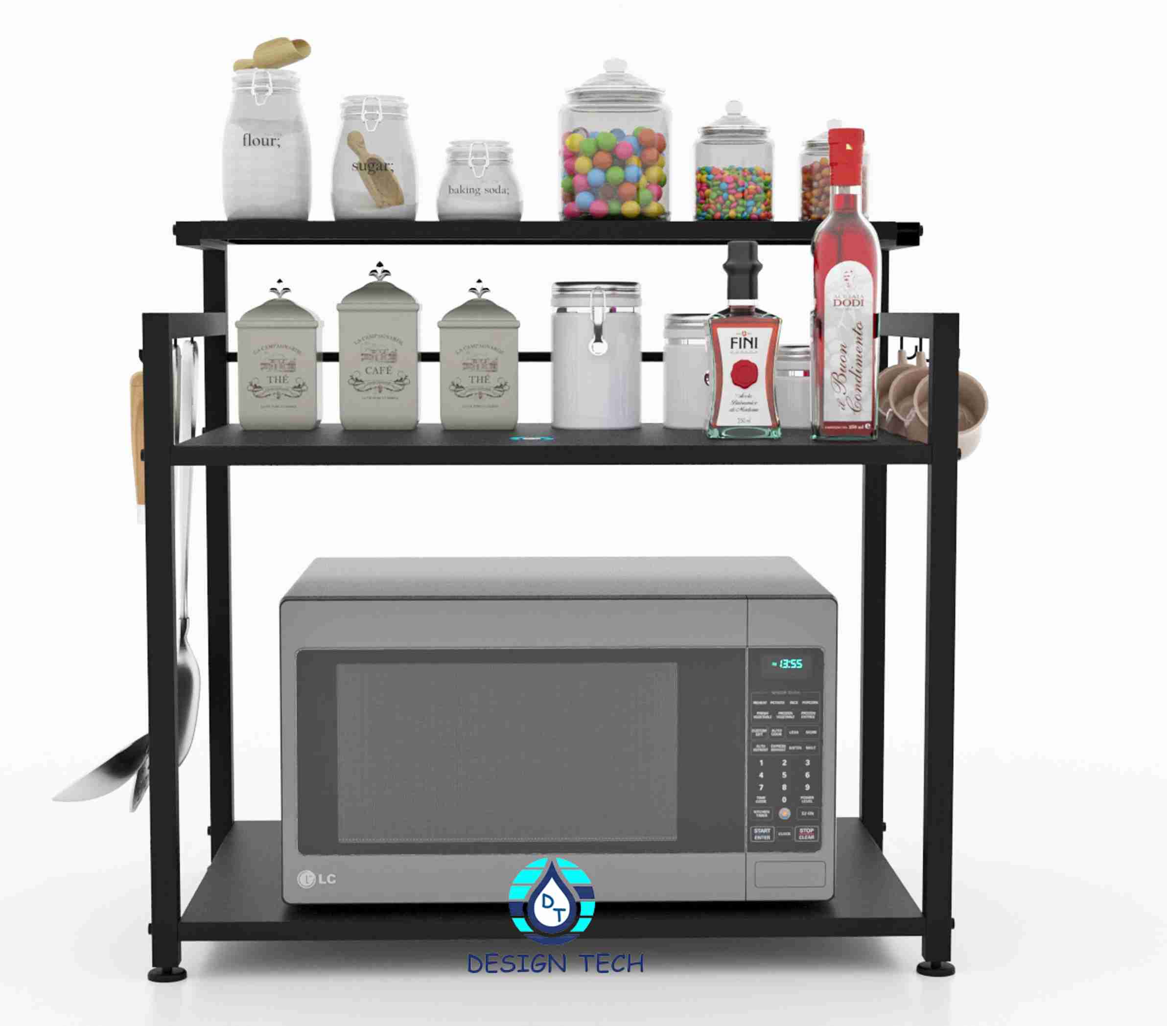 Design tech Containers Kitchen Rack Steel Microwave stand 3 shelf Price ...