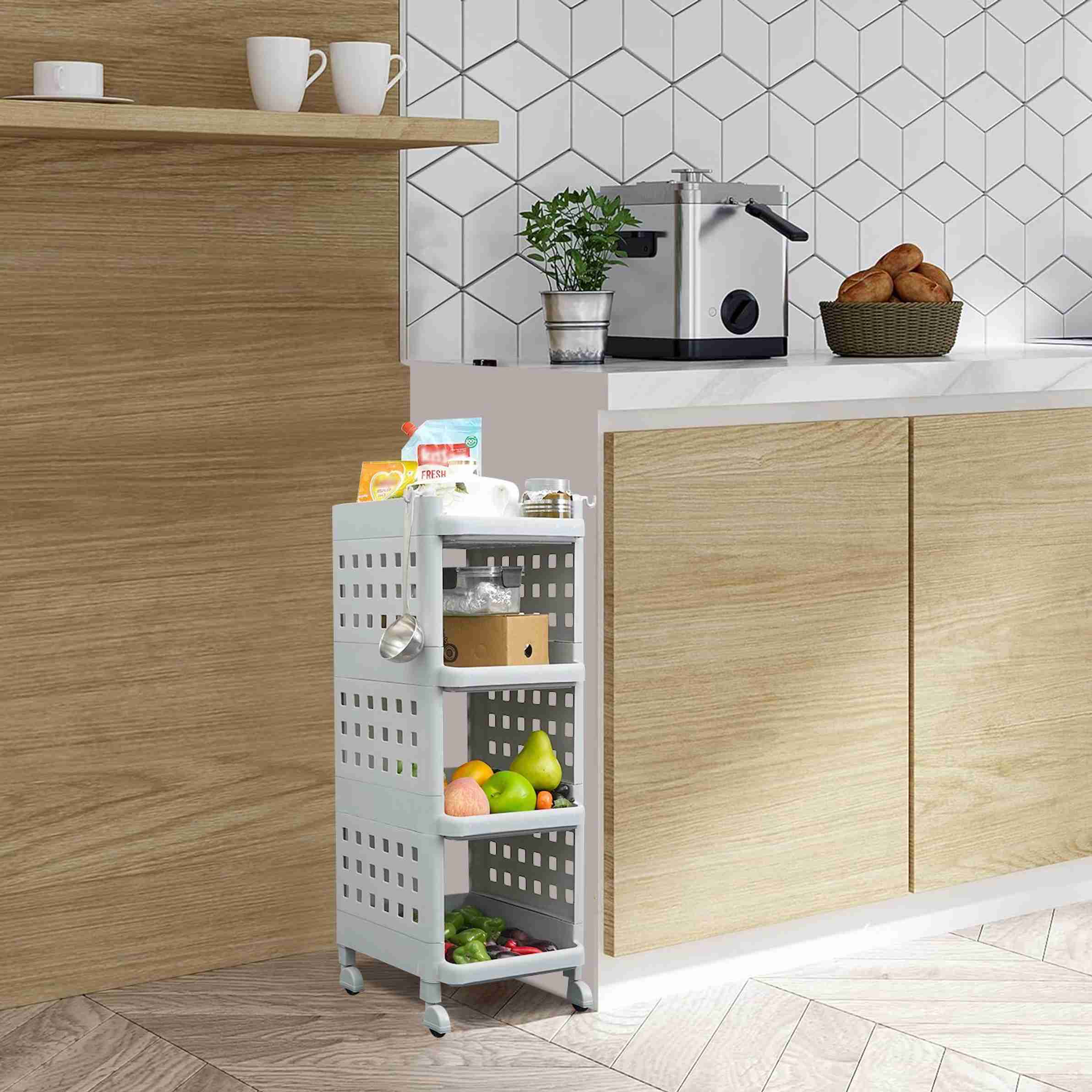 ADA 4 -Tier Rolling Storage Shelf Basket Utility Cart Rack | Storage ...