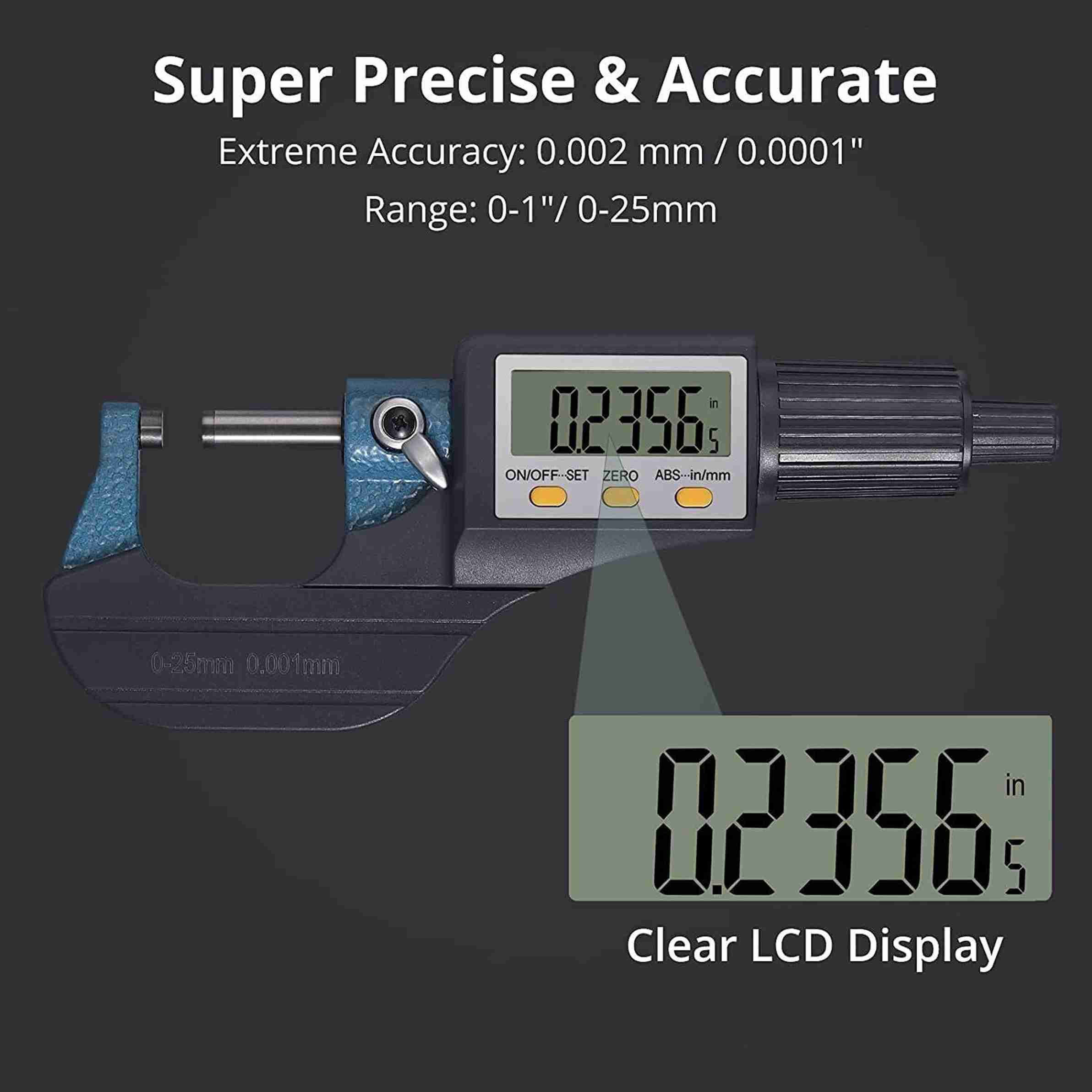 Divinext 3-Buttons 0-25mm High Precision Electronic Digital Micrometer ...