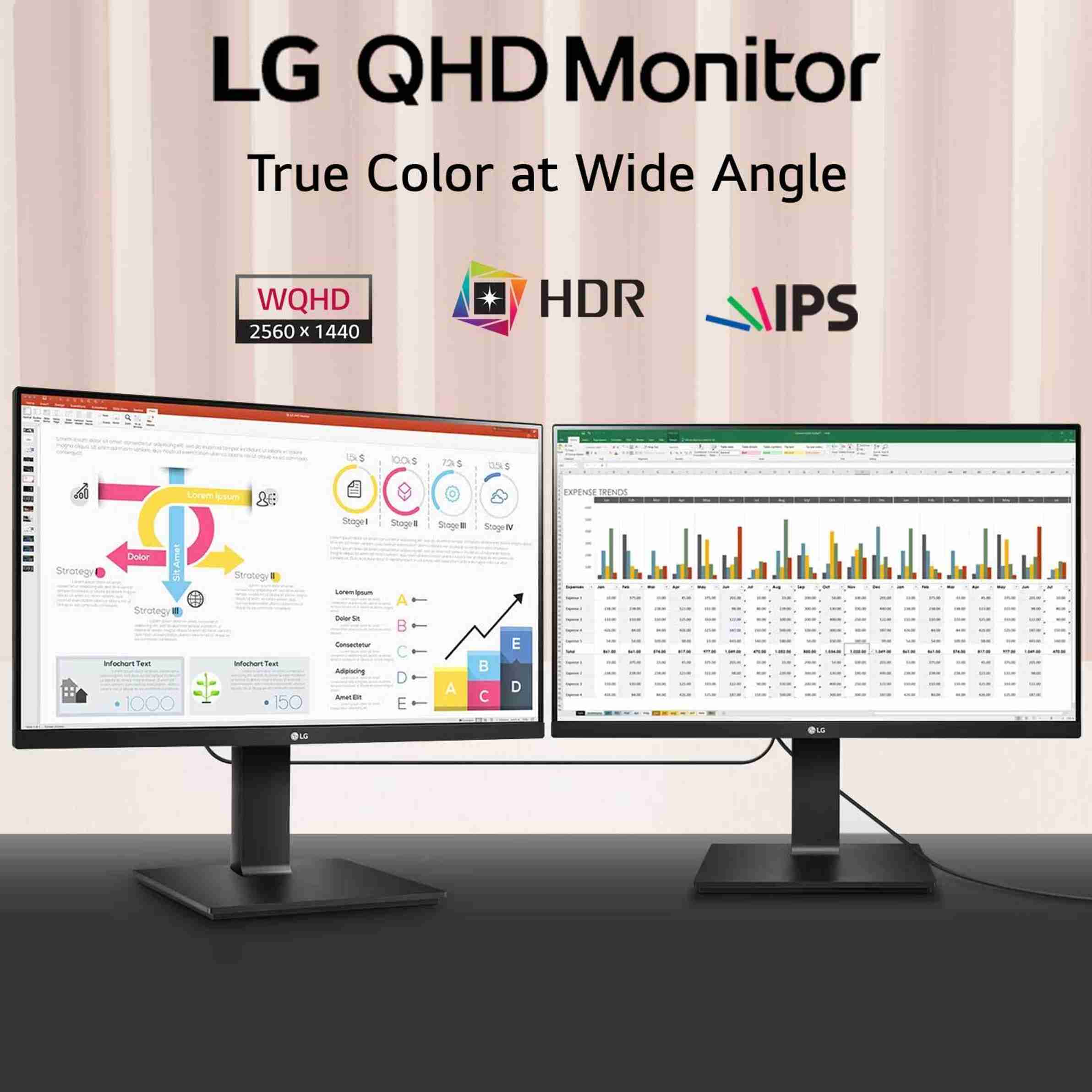 LG 60.45 cm (24 inch) Quad HD IPS Panel with sRGB 99%, USB-C (65W PD ...