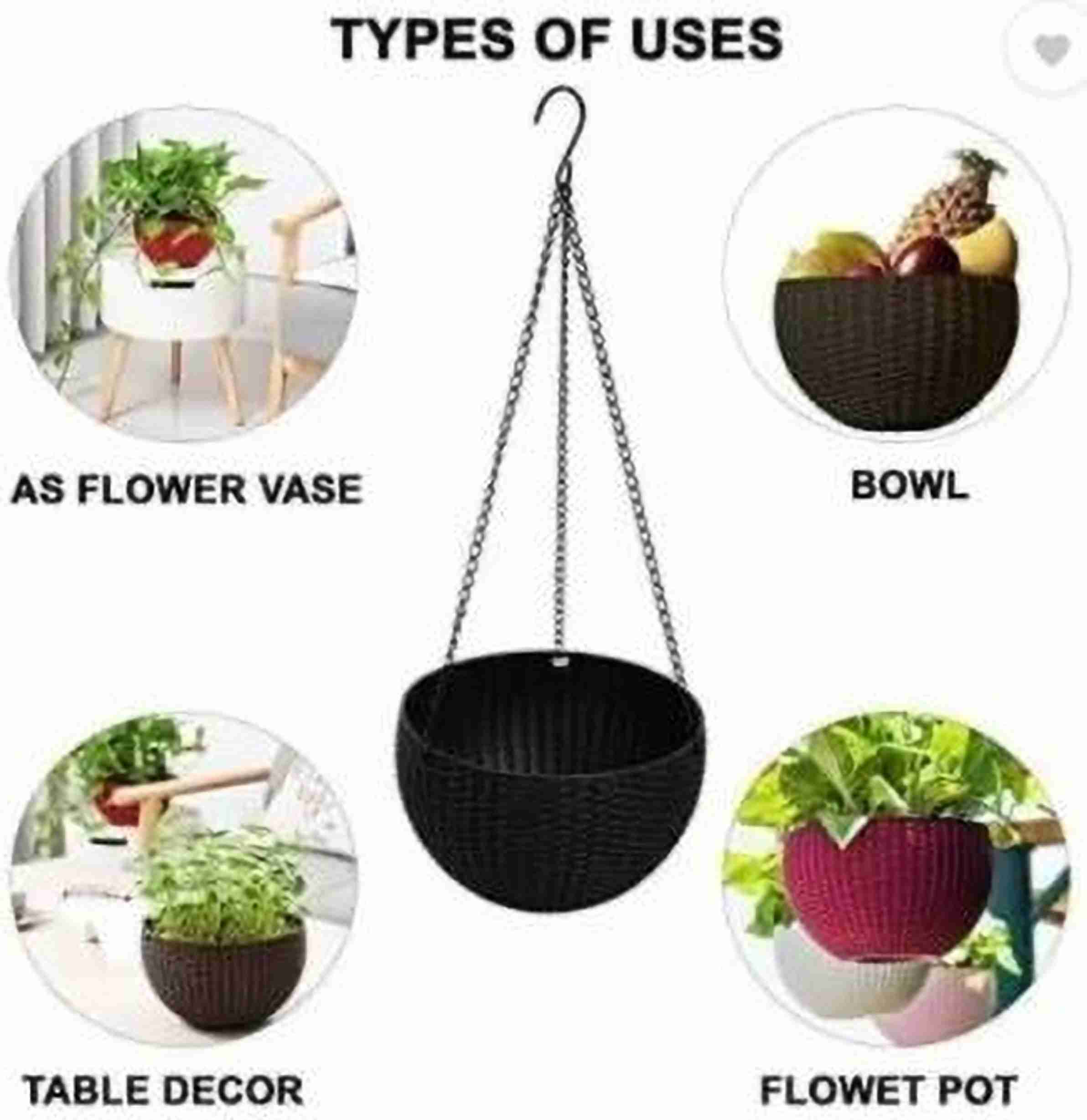 GamlaAura Euro Residential Garden Hanging Pots Multicolour 4 Pack with ...