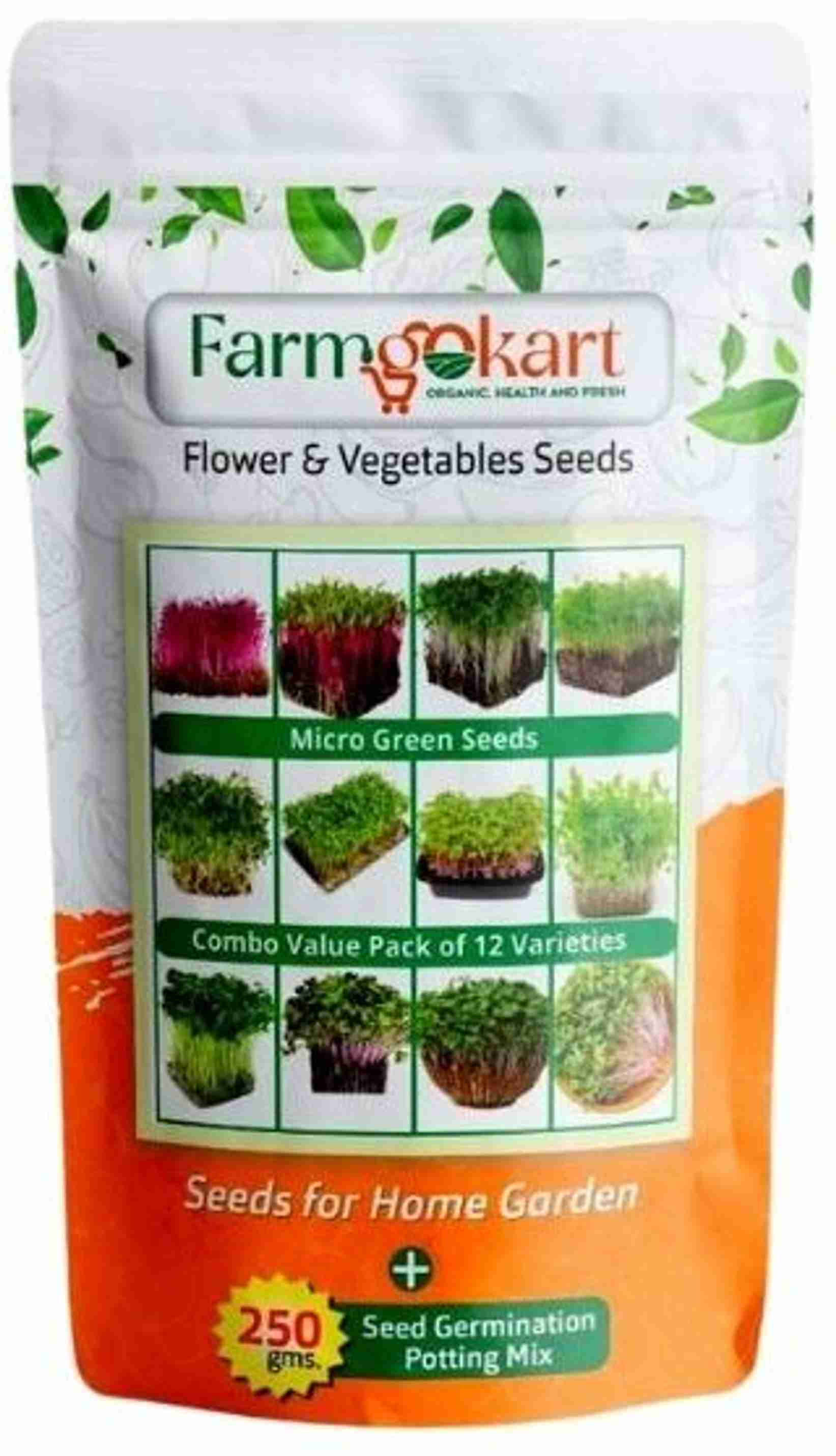 11+ Microgreen Seeds India farmgokart |MICROGREEN SEEDS|PACK OF 12 VARIETY + 250 Gms of Seed