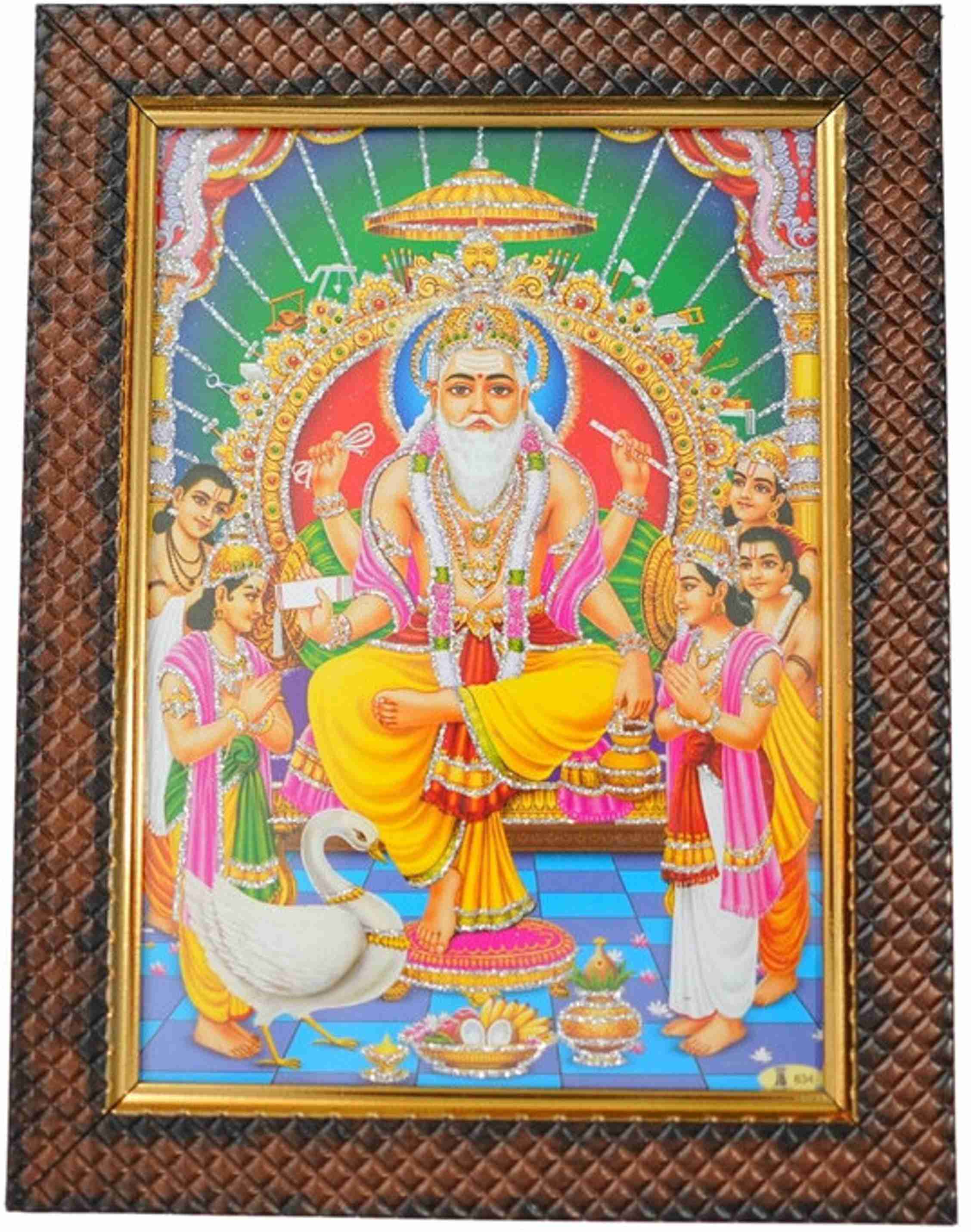 Frame Dharmik Dharmikk Vishwakarma ji darbar | Hindu Bhagwan Devi Devta Photo Frame ...