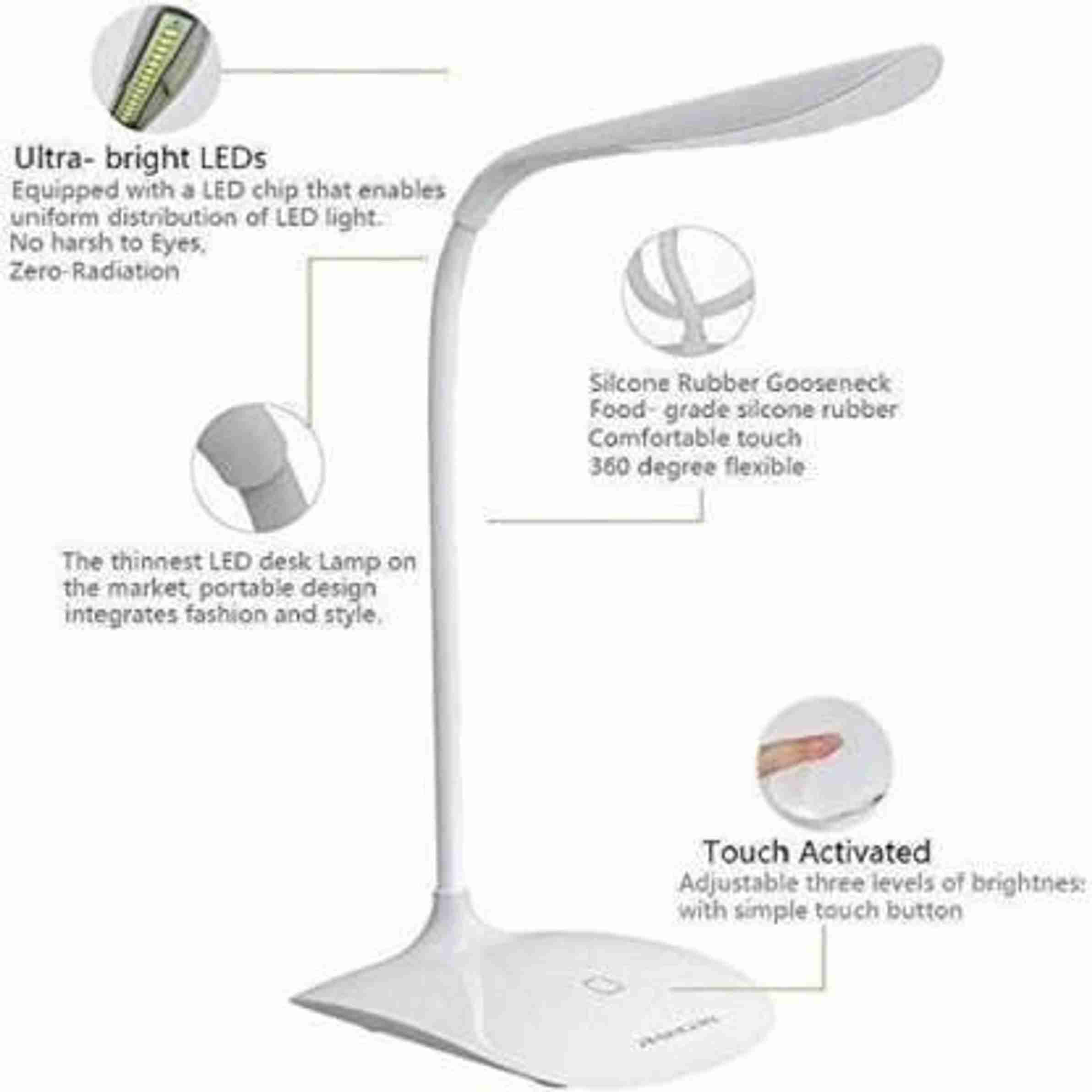 REXBURG Rechargeable LED Table/ Night/ with 3 Stage Dimming Light Study ...