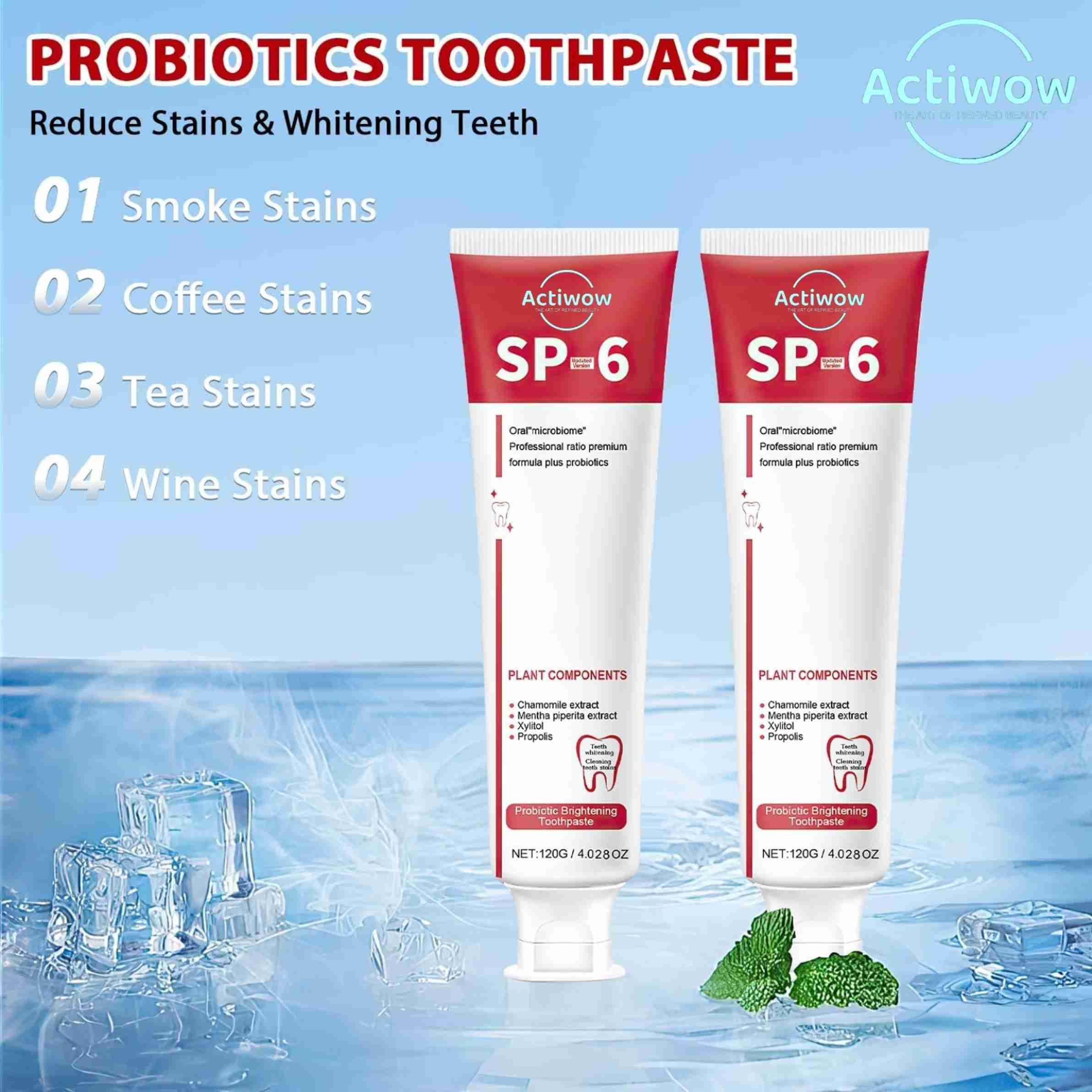 ACTIWOW SP6 Ultra Whitening Toothpaste with Charcoal for Whitening ...