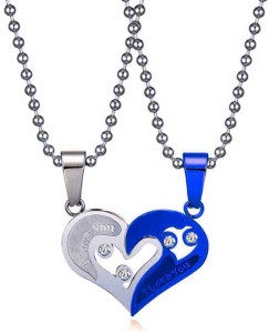 M Men Style Valentine Gift I Love You Engraved Heart And Key Dual Locket  Pendant Necklace Chain Unisex Jewellery 1 Pair For His And Her For Couple  Husband Wife Boyfriend Girlfriend Boys