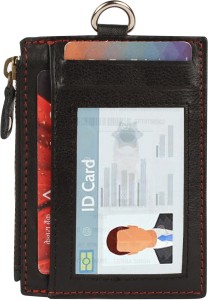  ELV Badge Holder with Zipper, ID Badge Card Holder Wallet with  5 Card Slots, 1 Side RFID Blocking Pocket and 20 inch Neck Lanyard Strap  for Offices ID, School ID