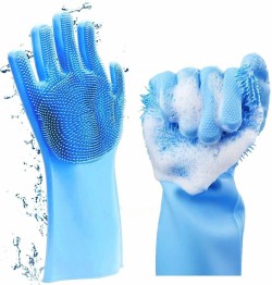Magic Silicone Rubber Dish Washing Kitchen Gloves Scrubber