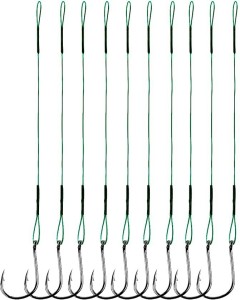 Hunting Hobby Fishing Hook Snelled Stainless Steel Wire Leader Fishing Rigs Hooks Pack of 10pcs