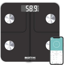 MEDITIVE Metal Platform Digital Human Weighing Scale (Black, 7-180 Kg),  Size: Compact, Model Name/Number