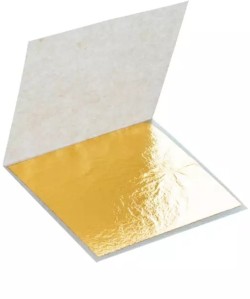 24K Edible Gold Leaf, Pure Silver 999 Leaf Sheets, Gilding Foil Paper,  16x16 CM