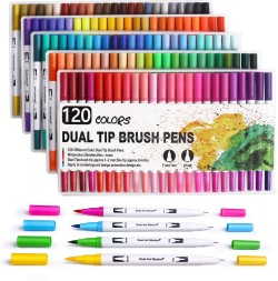Ohuhu Art Markers Dual Tips Coloring Brush Fineliner Color Pens, 60 Colors  of Water Based Marker for Calligraphy Drawing Sketching Coloring Book  Bullet Journal Art Christmas Back To School Gifts - Art