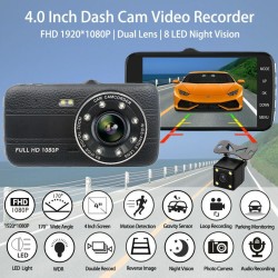 Crosstour Dash Cam 1080P Dash Car Camera 3” LCD Screen 170° Wide w/ DVR  Recorder