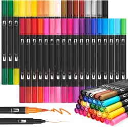 Corslet Art Markers Dual Brush Pens for Coloring, 60 Artist  Colored Marker Set - Fine and Brush Tip Pen Art Supplier for Kids Adult  Coloring Books, Bullet Journaling, Drawing