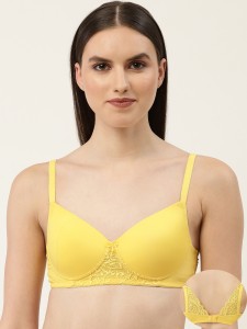 Buy Zivame Rosaline Everyday Padded Non-wired 3-4th Coverage Lace Bra - Hot  Spot Yellow Online