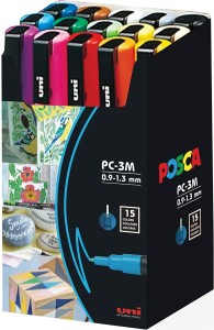 Uni Posca Paint Marker Full Range Bundle Set , Mitsubishi Poster Colour All Color Marking Pen Fine Point PC3M 24 Colours