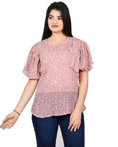 Fabits Casual Short Sleeve Printed Women Black Top - Buy Fabits Casual  Short Sleeve Printed Women Black Top Online at Best Prices in India