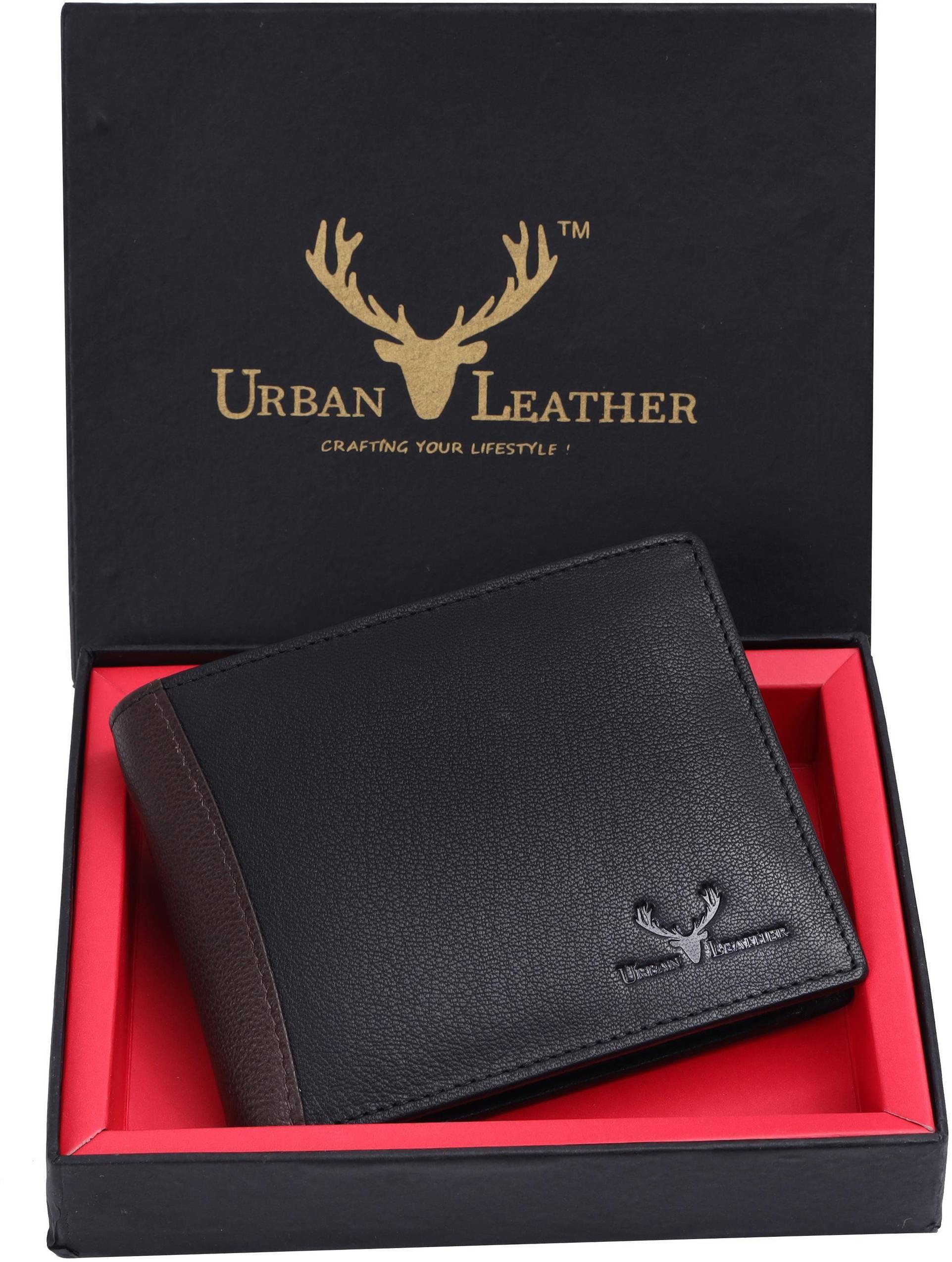 URBAN LEATHER Men Formal Black Genuine Leather Wallet Black Price in