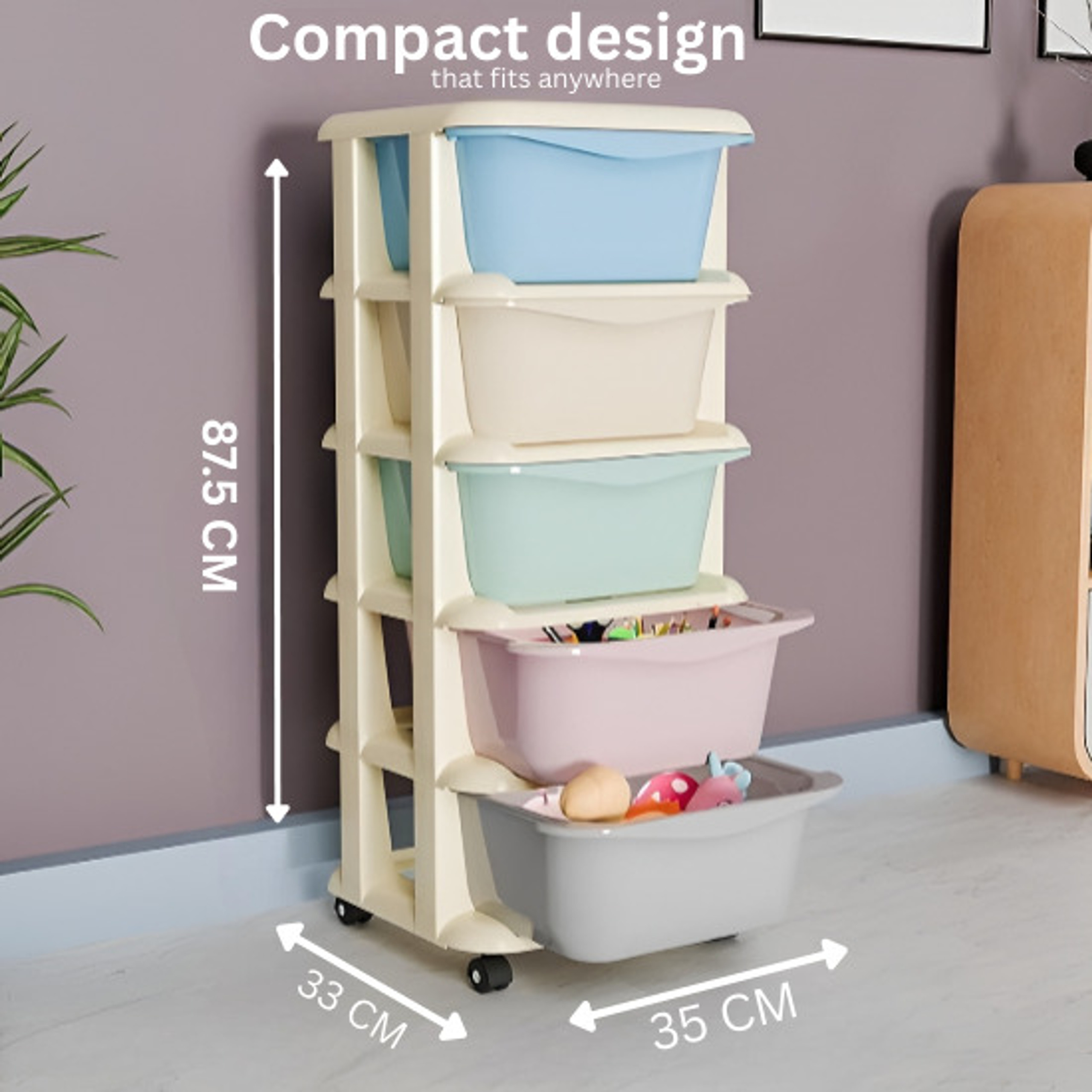 ASHLAS 5 Modular Drawer Storage Organizer (Plastic Chest of Drawers)